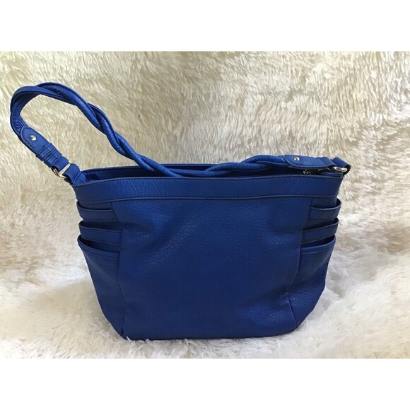 Rossetti Blue Handbag Shoulder Bag Satchel Purse Pocketbook Silver Buckles - Picture 5 of 13